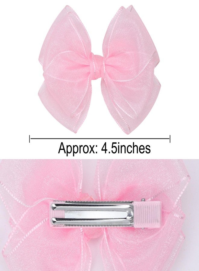 Zolyco 4.5-Inch Hair Bows Organza Alligator Clips Delicate Double Luster Sheer Mesh Hair Accessories for Girls, Toddler, Kids and Women Birthday Wedding Christmas Occasions- Set of 2 - Image 4